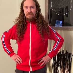 Vintage “Warm Up” Racer Stripe Track Sweater